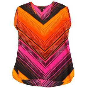 JB Julie Brown Silk Mod Chevron Multi Color Sleeveless Top Blouse Women’s Size 8
